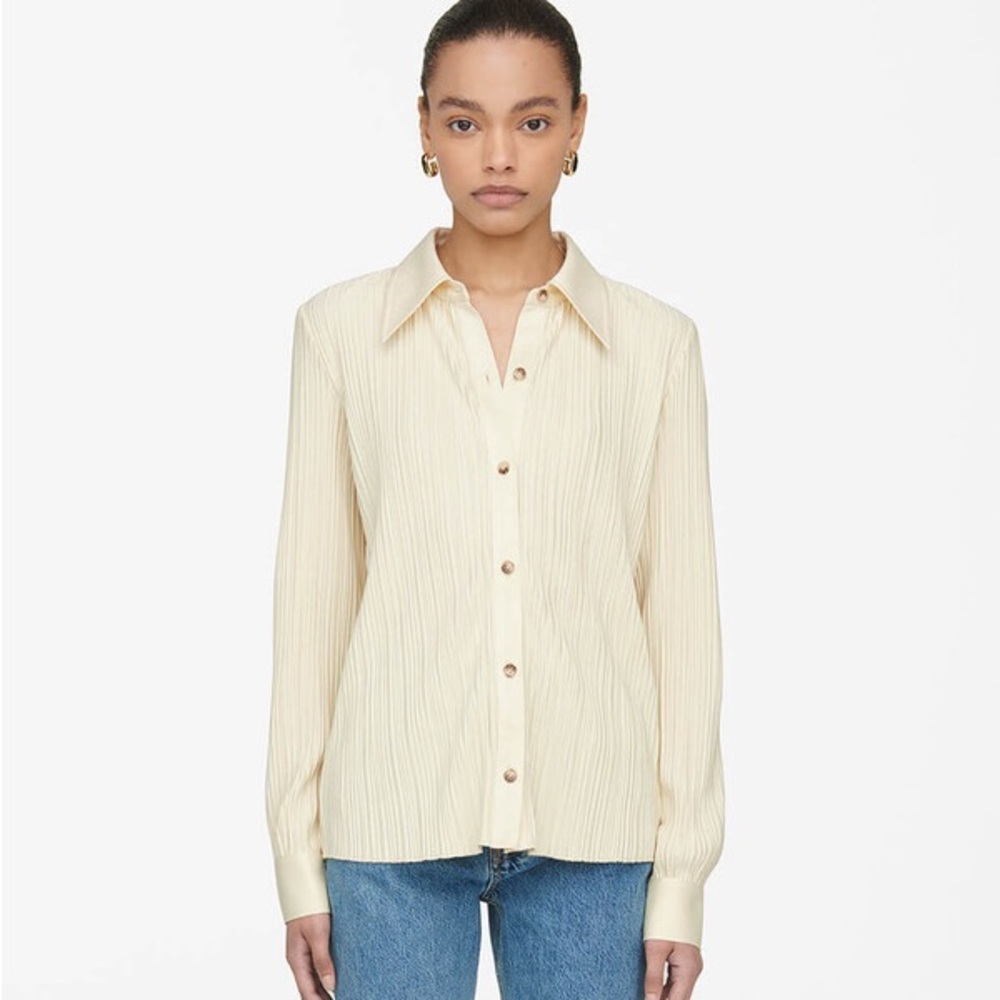 Anine Bing Nuri Shirt in Buttercream NWOT